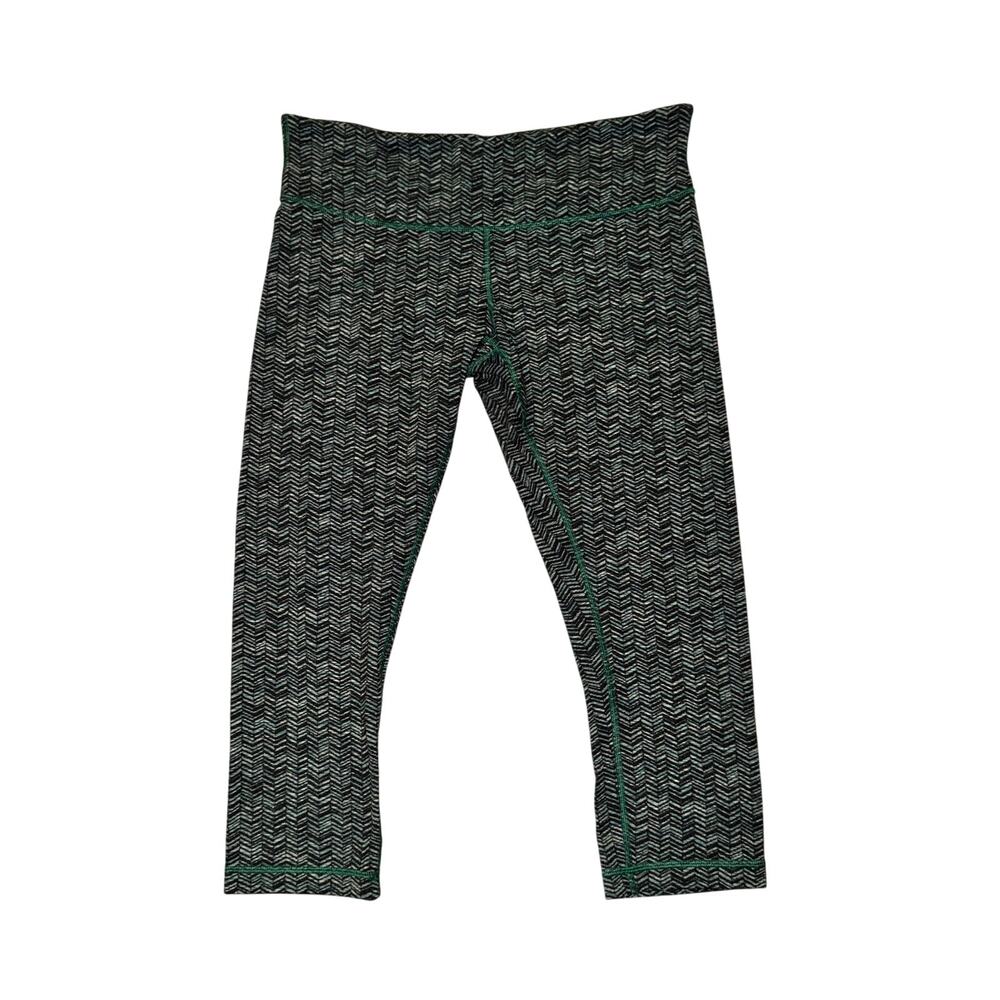 Lululemon Wunder Under Crop Womens Sz 12 Irregular Spacebone Sea Mist Deep Green
